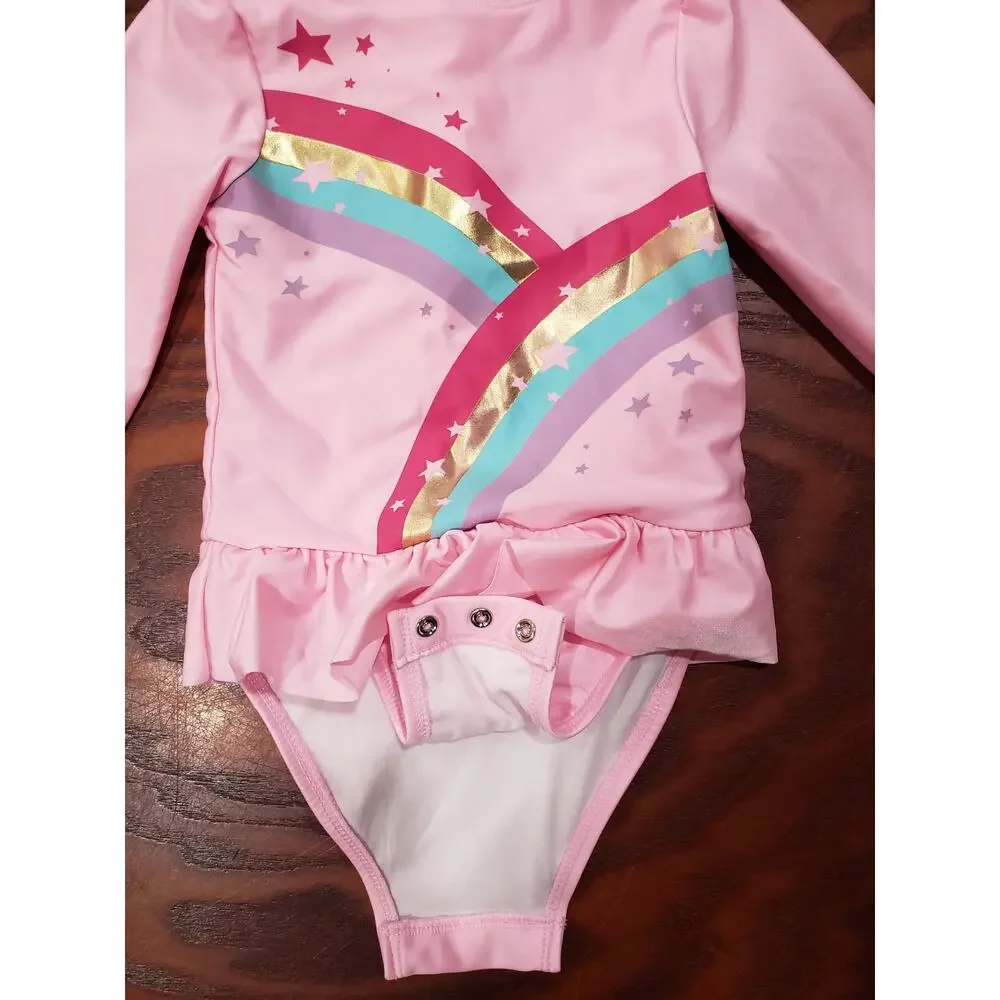 Cat & Jack Pink Rainbow Zip Back Long Sleeved Ballerina Tutu Onesie - Size 2T